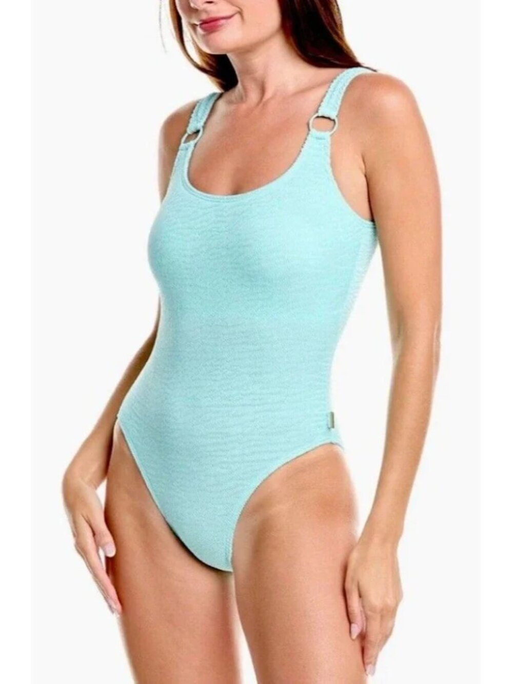 Vince Camuto Textured One Piece Swimsuit Light Blue Size 6 NWT
